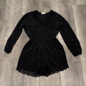 Zimmermann Romper Playsuit Black Noir Lace Button Long Sleeve Womens 1